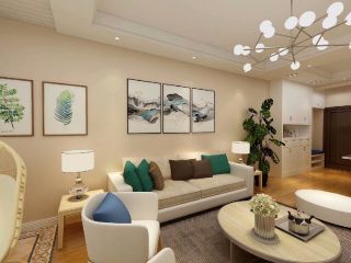2023现代风格95平三居室客厅沙发背景装修效果图