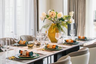别墅500平美式风格餐桌餐具装饰图片大全