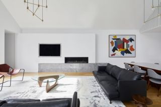 现代极简风格别墅客厅电视墙装修设计图