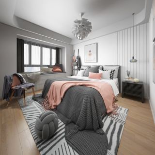 北欧风格81.5平米两居室卧室地毯设计图片