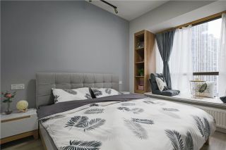 时尚北欧风格121平三居室卧室床设计图片