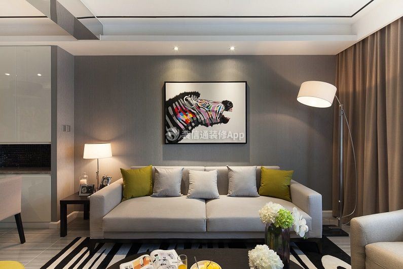 120平米三居室现代简约客厅沙发装修图片