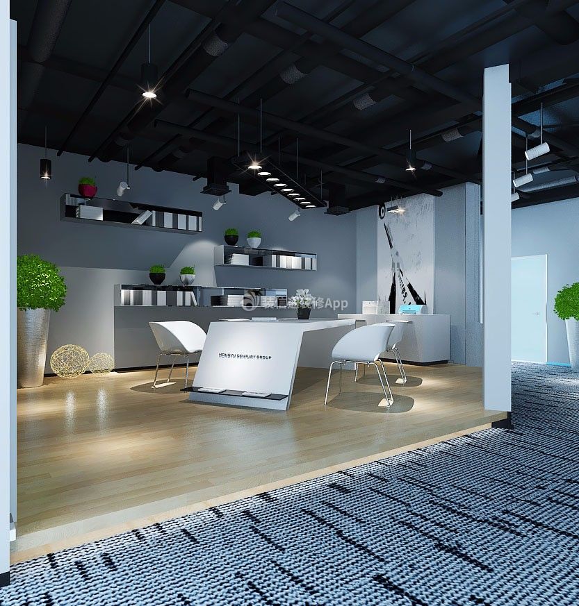 600平现代风格办公室吊顶装修设计效果图