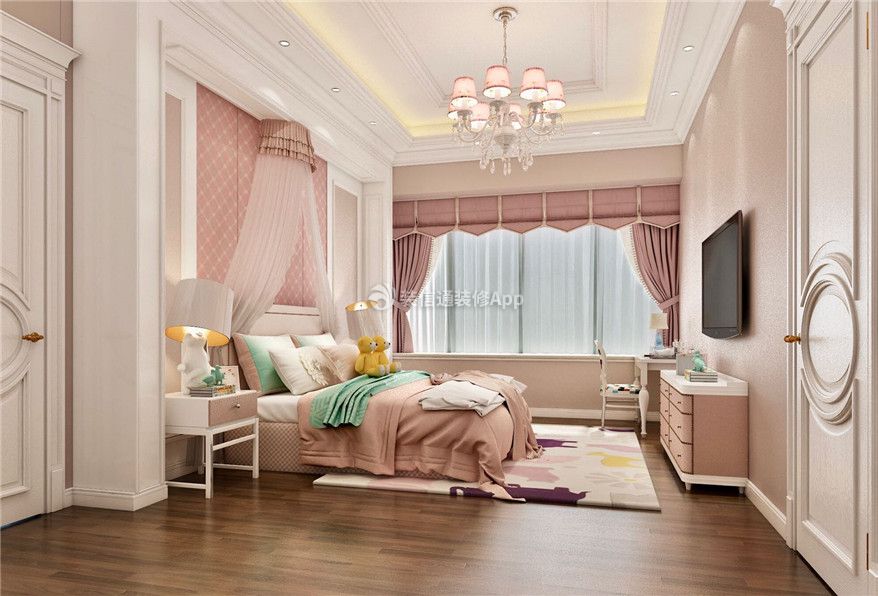 322平欧式风格别墅粉色儿童房装修设计图片