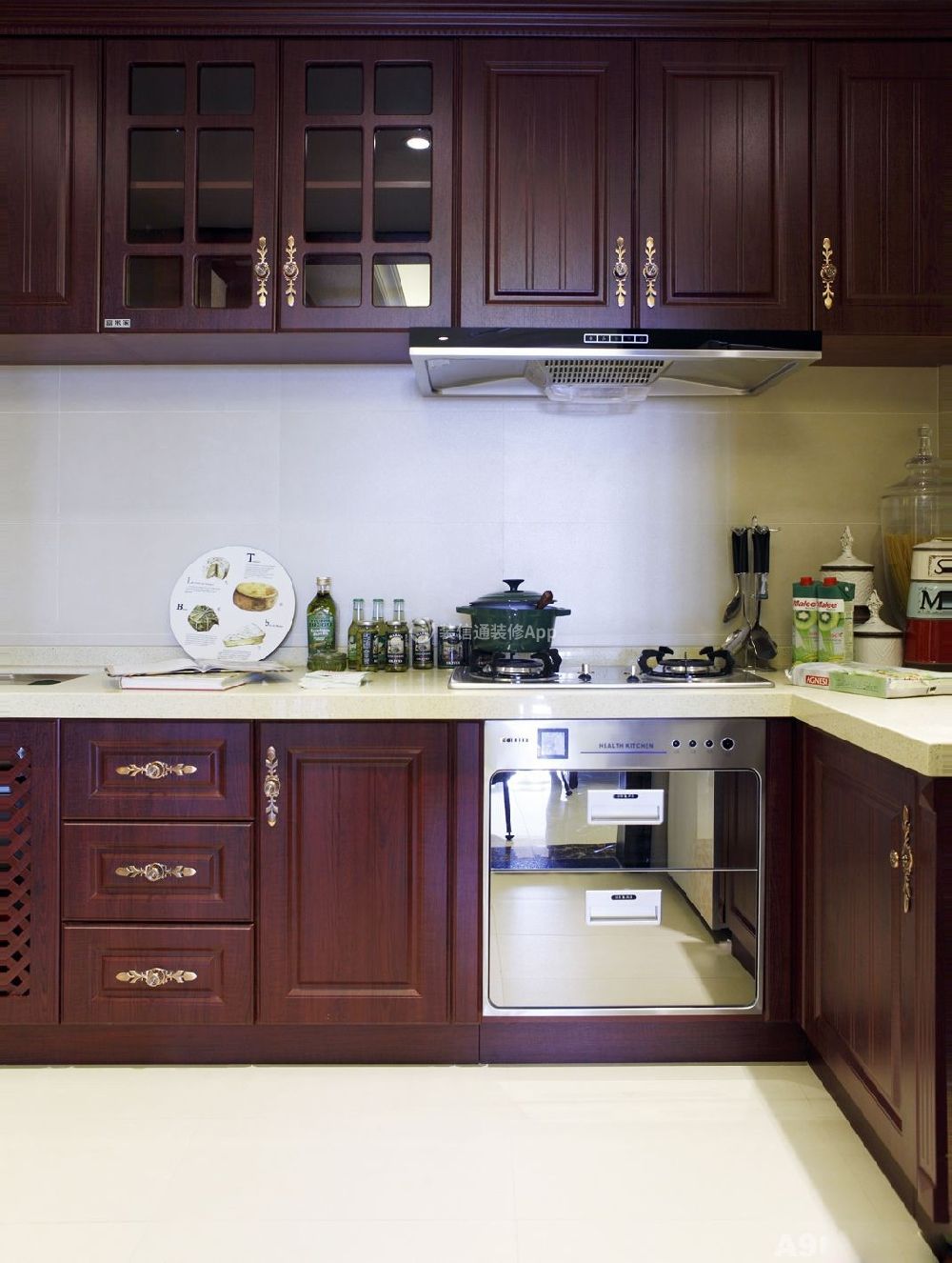 2023美式风格三居室90平厨房橱柜效果图鉴赏