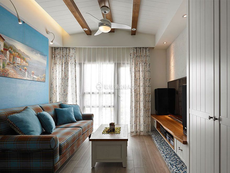 100平米地中海风格客厅木质吊顶装修图片
