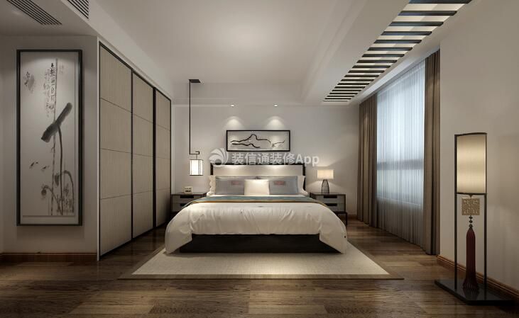 127平米三居室新中式风格卧室装修案例赏析
