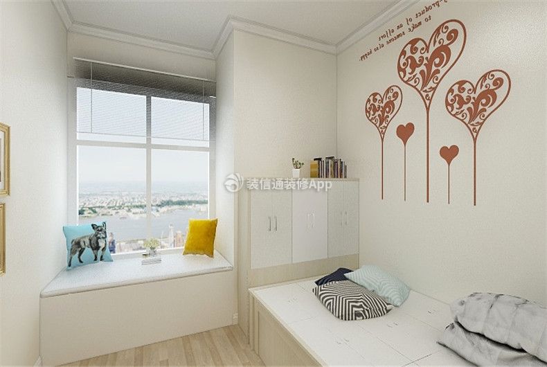 150平米三居室现代简约风格次卧室飘窗图片