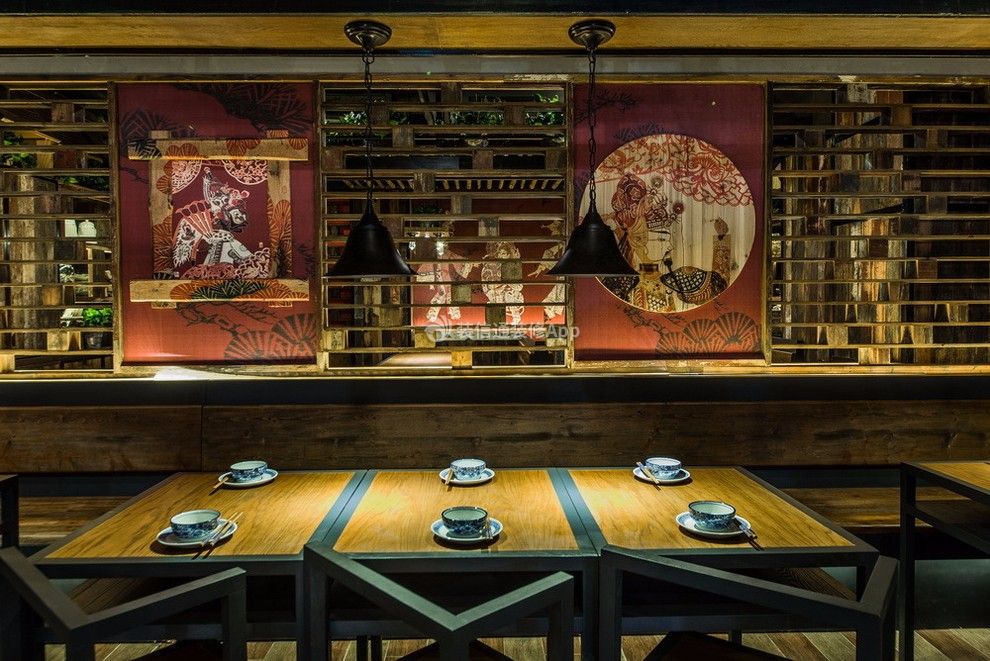 500平米中式风格特色餐厅背景墙装修设计效果图