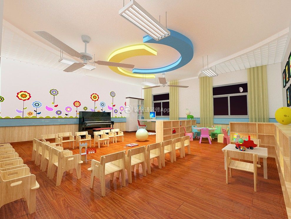 现代风格幼儿园800平教室装修效果图赏析