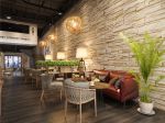 180平咖啡馆用餐区皮质沙发设计图