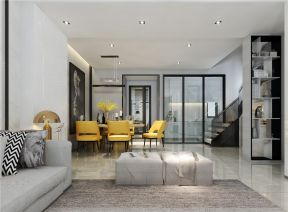 187平现代风格复式客厅布艺沙发效果图