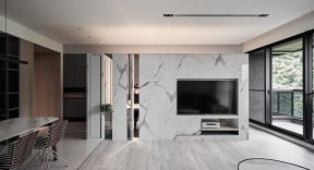 现代简约风格90平米两居室客厅电视墙装修效果图