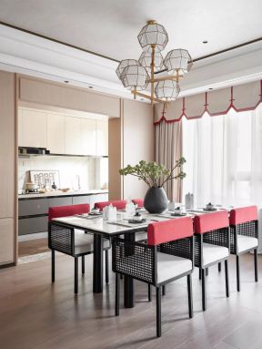 120平米中式风格四居餐厅桌椅设计效果图