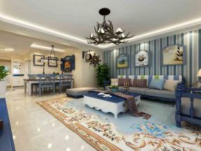 地中海风格二居室98平客厅沙发装修效果图大全