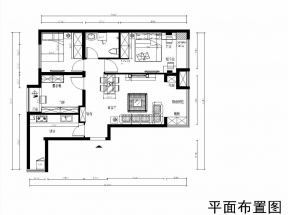 现代简约风格96㎡三居室户型图