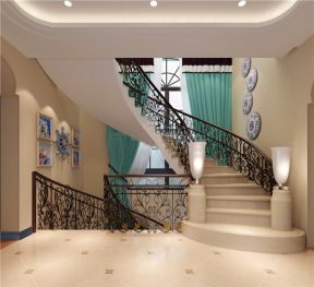 500平地中海风格独栋别墅楼梯装修效果图片