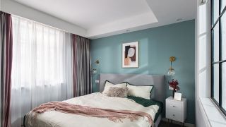 时尚北欧风格104平米三居室卧室背景墙设计图片