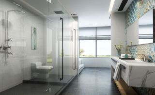 437平现代风格别墅卫生间洗手台设计效果