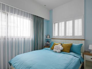 85平米地中海风格卧室窗帘装修效果图