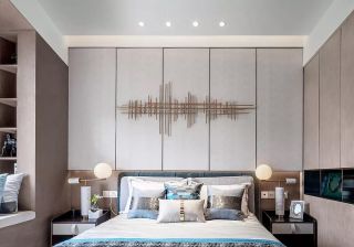 120平米现代轻奢风格卧室床头背景墙设计图