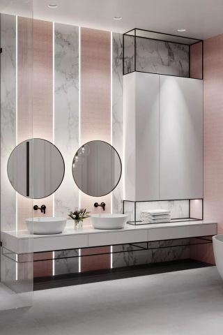 130平米三居室现代风格洗手台装修设计效果图