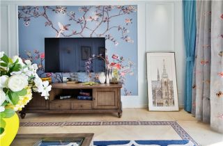 140平现代温馨风格家居客厅电视背景墙设计图