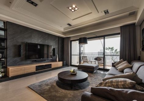 国博新城现代风格90平米两居室装修案例