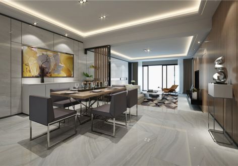 瑞虹新城100平米三室一厅现代风格设计案例