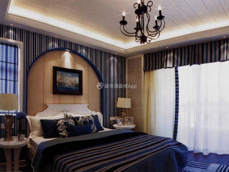 欧式风格90平米两居室卧室背景墙装修效果图