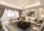 美式风格214平大平层客厅沙发摆放设计装修效果图
