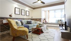 简美风格127平米三居室客厅沙发摆放设计图片