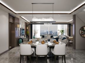 龙湖天宸原著217平新中式风格餐厅餐桌椅设计图