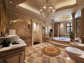 320平米美式风格别墅卫生间浴池装修图片