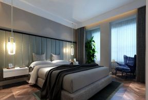 200平北欧风格三居室卧室床头吊灯设计图片