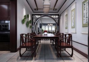 中式风格190㎡四居室餐厅装修案例
