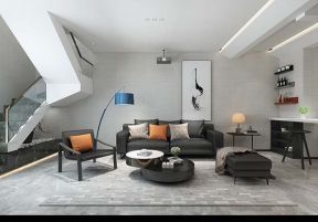 现代简约240平米复式客厅沙发墙设计图片
