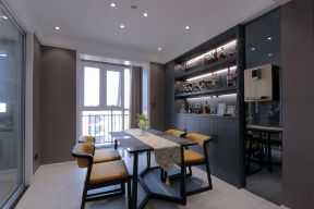 高级灰现代简约127平米三居室餐厅酒柜设计图片