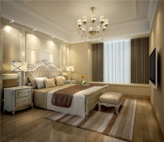 320平欧式风格别墅卧室床尾凳效果图片