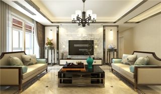 新中式风格157平米四居室客厅沙发摆放设计图片