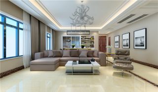 现代简约130平米三居室客厅沙发摆放设计图片
