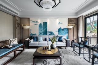 中式风格200平米四居室客厅沙发装修效果图