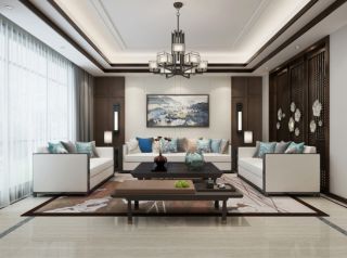 别墅260平新中式风格客厅装修设计图