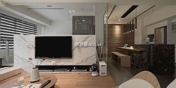 天津海景文苑现代风格99平米两居室装修案例