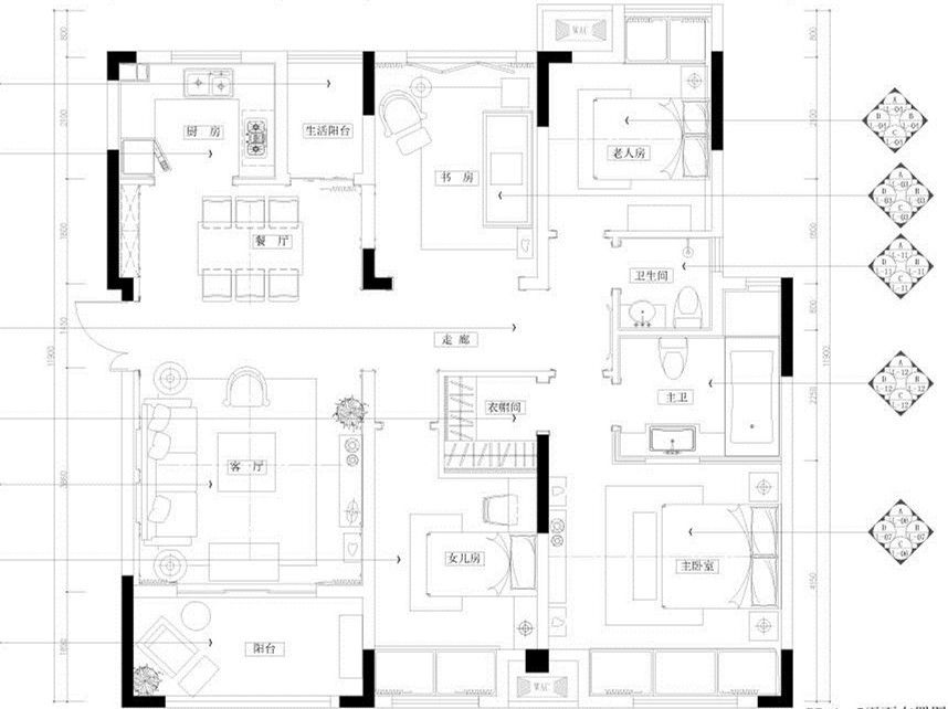 绵阳东原观天下132㎡四居室户型图