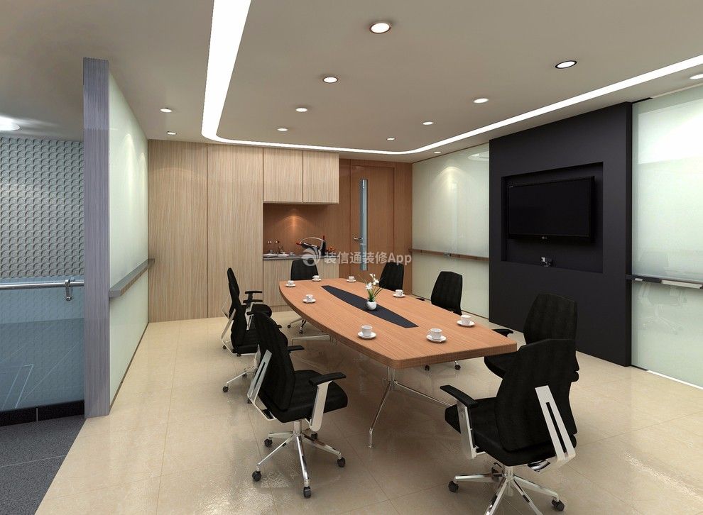 现代风格办公室小会议室装修设计图