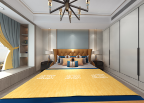 163平米中式别墅卧室装修设计效果图