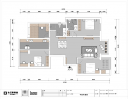 中式风格124平四居室户型图