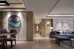 新中式风格164平米三居室客餐厅过道设计图片