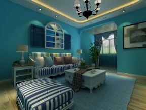 地中海风格97平二居室客厅沙发装修效果图